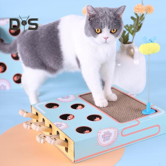 Jucărie pentru pisici Whack-a-Mole, 3 în 1, din carton, interactivă, cu zgârietură pentru pisici, cu Whack-a-Mole, pentru pisici de interior