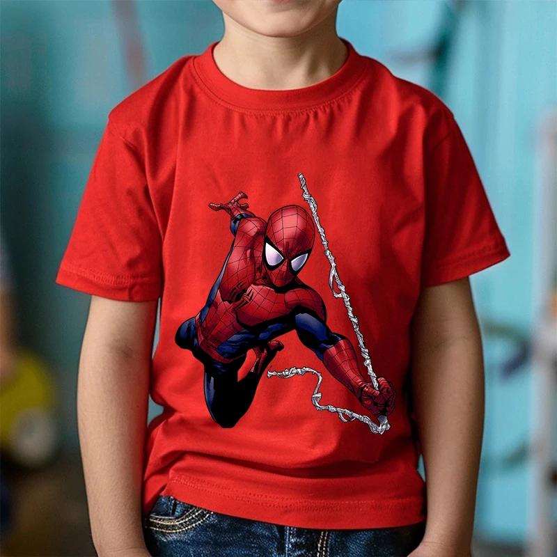 Tendencias de Moda Estampado de Dibujos Animados Anime Spider-Man Ropa para Niños y Niñas Camiseta en Verano Ropa Infantil Manga Corta