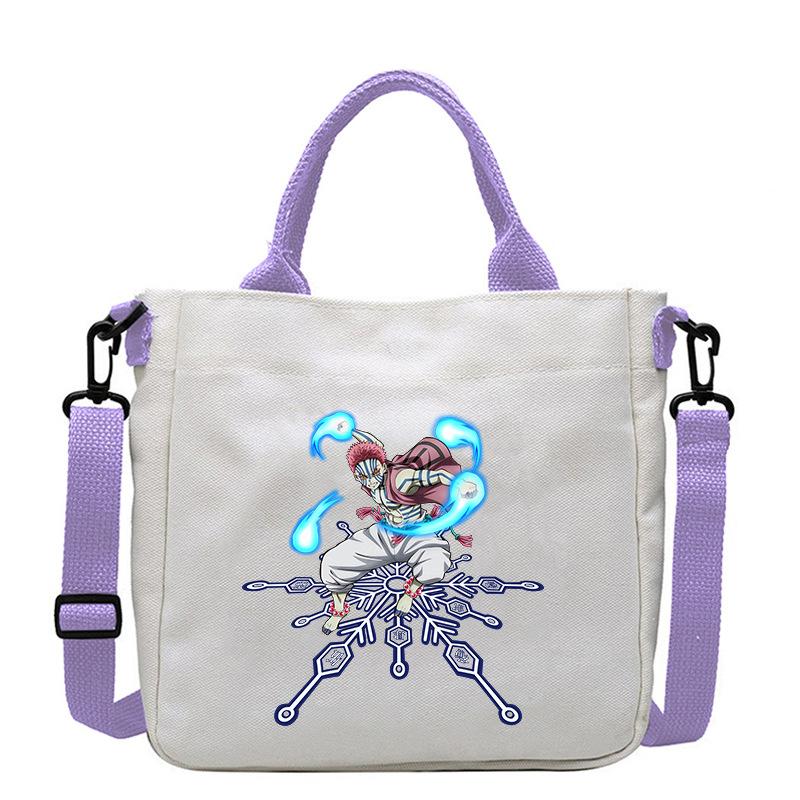 Japan Cartoon Comics Akaza Demon Slayer Print Canvas Shoulder Bag Women's Commuter Bag Handbag 7553
