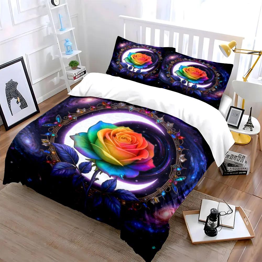 "Galaxy Rose Three-Piece Set" Soft Comfortable Duvet Cover Bedding Set Included 1*Duvet Cover & 2*Pillowcases Gift