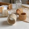 Vietnam Autumn Rattan Hand-Woven Napkin Ring - Seagrass Woven Holder for Western Restaurant Meals