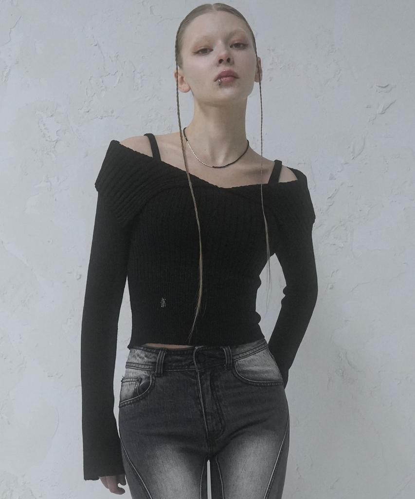 AVANDRESS Seul Sailor Off Shoulder Knit - 4Col