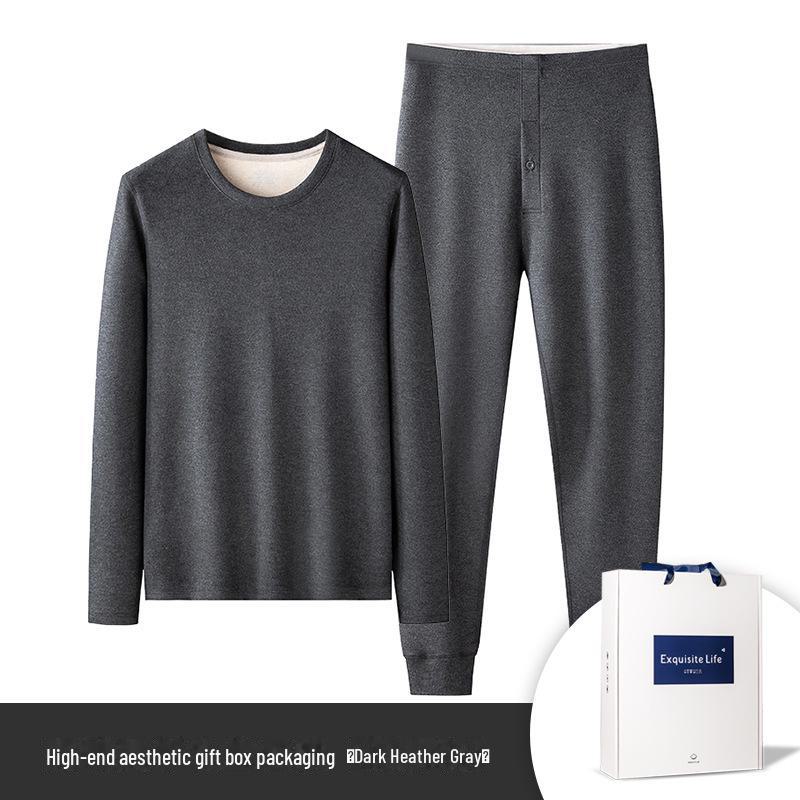 [Extra Warm] Men's Mulberry Silk Wool Thermal Underwear Set for Fall/Winter