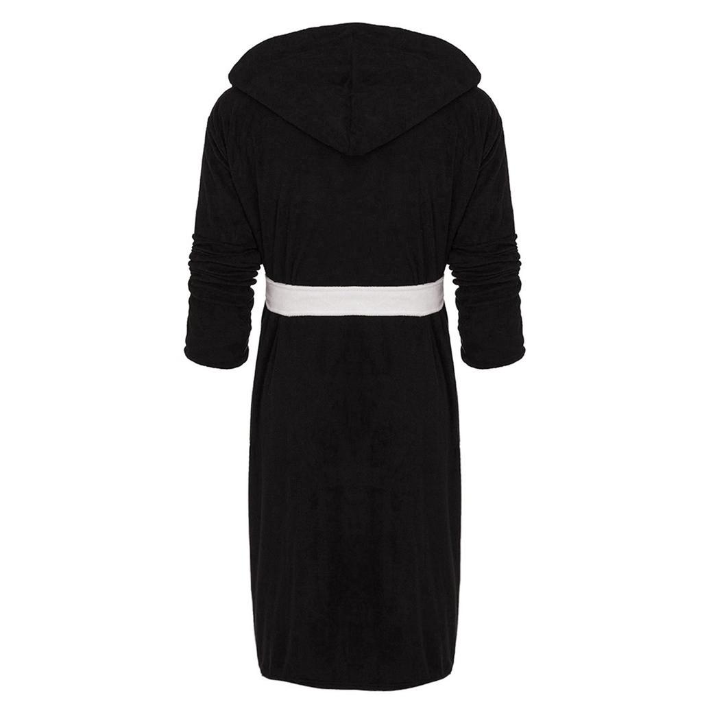 Men's Winter Plush Lengthened Shawl Bathrobe Home Clothes Long Sleeved Robe Coat