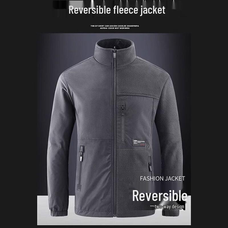 ROMON Men's Reversible Thickened Fleece Jacket