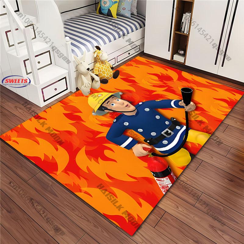 

Cute Fireman S Sam Carpet New Release! Rug for Living Room Bedroom, Children s Room,Durable Machine Washable Mat, Gifts for Kids 120cm x 160cm
