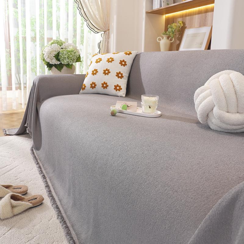 Modern Minimalist Chenille Herringbone Sofa Cover, Four Seasons Non-Slip Blanket