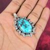 Pendentif en argent sterling massif 925 et turquoise, bijou fait main avec pierres précieuses, cadeau pour femme, pendentif neuf.