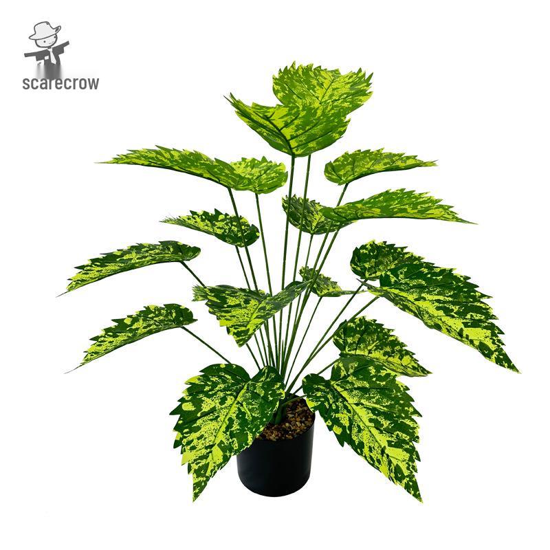 Nordic Style Mint Leaf Artificial Bonsai - Floor Standing Fake Plant for Indoor Decor and Living Room Ornament.