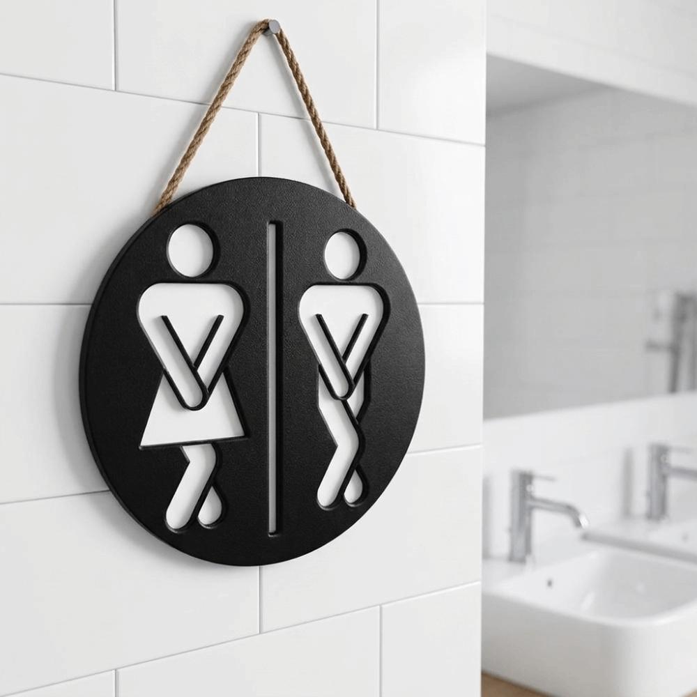 Ornament Bathroom Sign Plate Wooden Toilet Decorative Plate Group Living Area