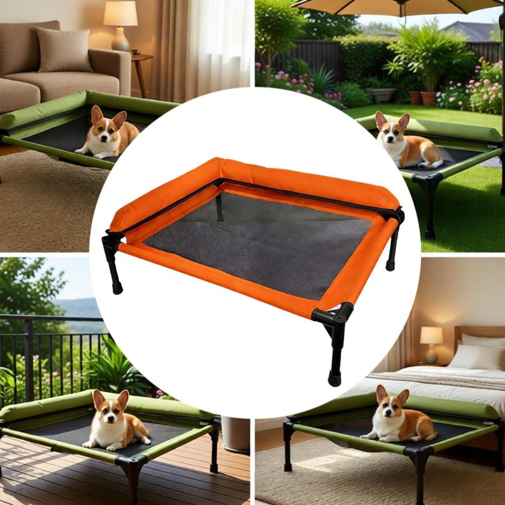 Elevated Cooling Dog Bed Portable Foldable Chewproof Resting Cot for Small Medium Dogs Backyard Balcony Indoor Outdoor Lawn