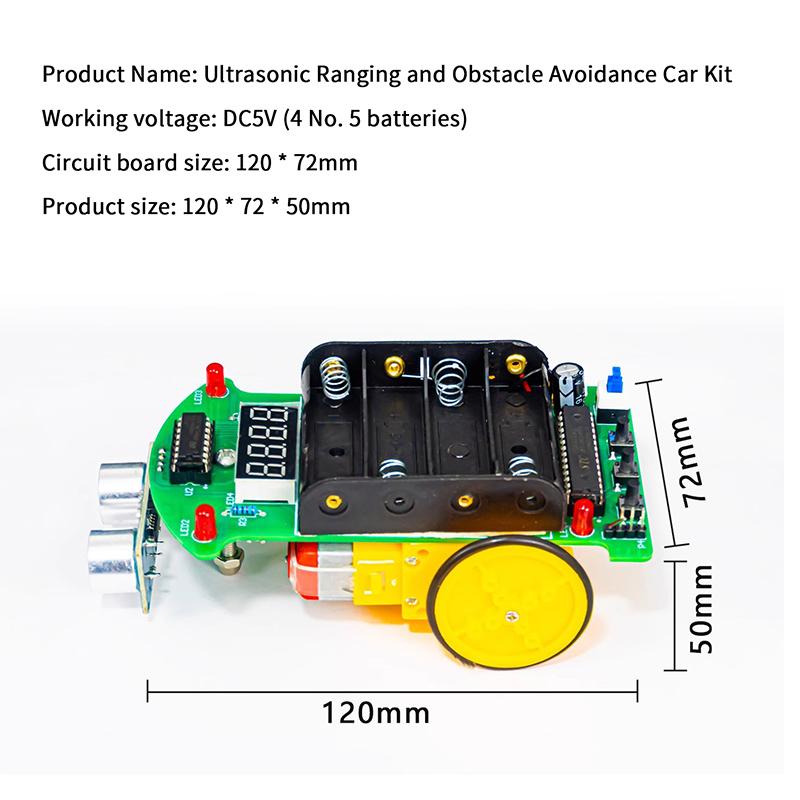 DIY Set for Ultrasonic Sensing Car; LED Display Programming and Soldering Practice Tool Kit