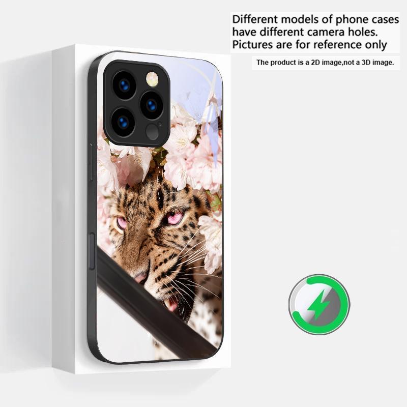 Flower Leopard Shadow Suitable For iPhone 16E 17 Pro Max 15 Pro 14 13 Plus 12 Mini 11 16 Air 17Pro Magnetism Glass Phone Case