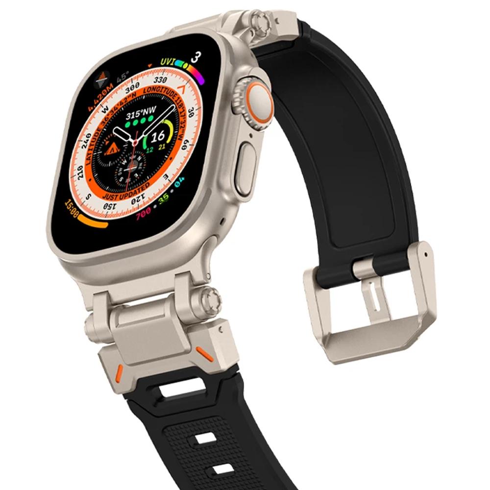 Bracelet Pour Apple Watch Ultra 2 Bande 49mm 45mm 44mm 42mm 44 mm Robuste métal+Silicone Bracelet correa iWatch Series 9 6 5 4 7 8 SE