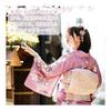 Harukita Hair Clip with Bell, Tsumami Zaiku Flower, Purple Floral Design, Fabric, Pearl Accent, Easy Snap-on for Kimono, Yukata, Graduation