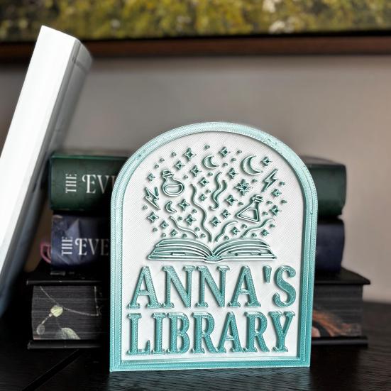 Personalized Library Sign 3D Bookshelf Book Store Decor for Home Library or Reading Nook Bookish Gifts for Book Lovers Reader Women Students