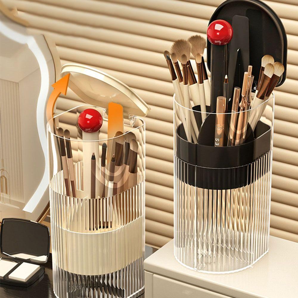 with Lid Automatic Lifting Makeup Brush Holder Transparent Makeup Brush Organizer  Bathroom
