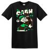 Cash Cartoon Character Holding Money Bag Graphic T Shirt Fun Green Tee