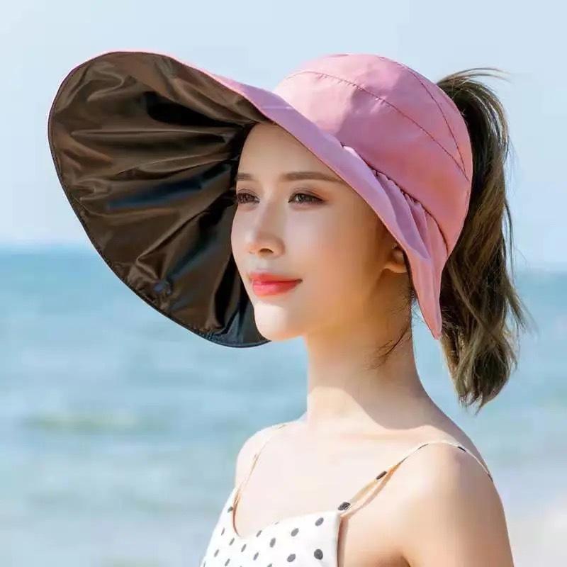 Four seasons sun hat empty top Internet celebrity outdoor vinyl summer sun hat UV protection breathable big brim sun hat