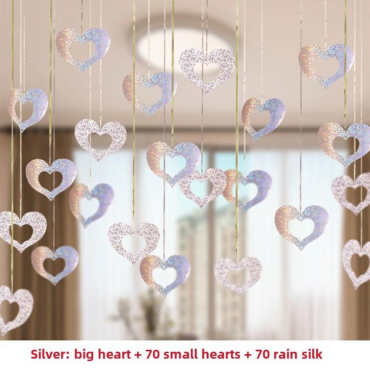 Balloon Pendant Wedding Decoration Birthday Party Bedroom Venue Decoration Heart Shaped Pentagram Rain Silk Sequin Pendant