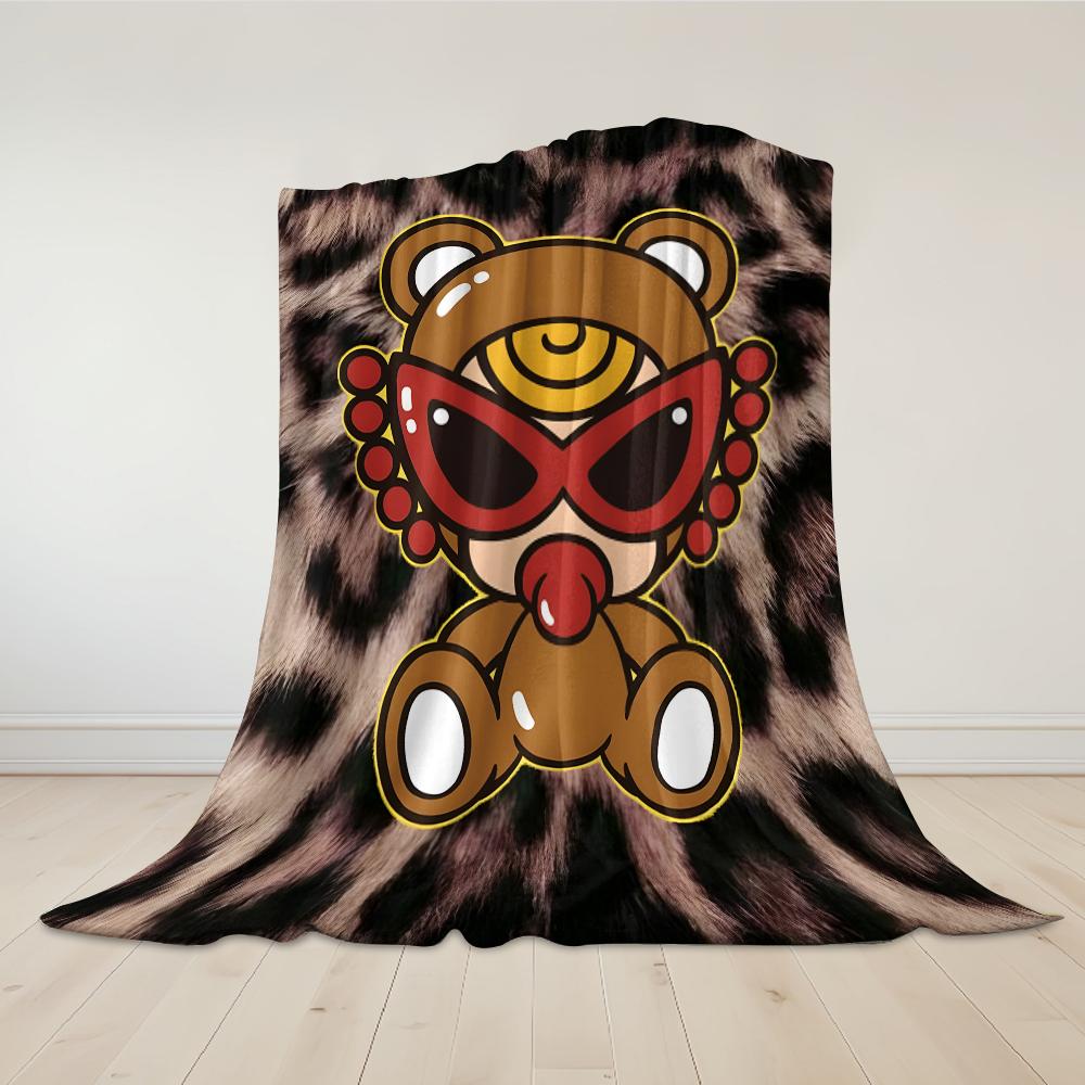 H-Hysteric-s Bear Flannel Blanket Warm Soft Halloween Christmas Couch Warm Cozy Decorative Decor Gift for All Season