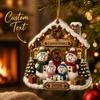 Individueller Schneemann-Weihnachts-Acryl-Anhänger mit Familiennamen, Lebkuchenhaus mit 4 Schneemännern, Personalisierte Weihnachtsbaum-Hänge-Dekoration