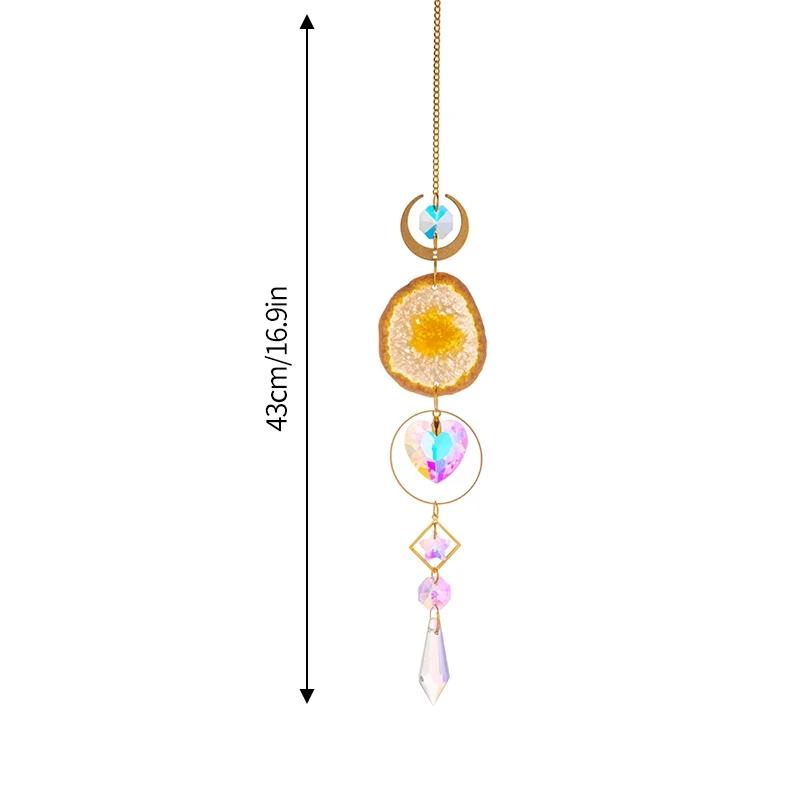 Crystal Sun Catcher Hanging Pendant Wind Chimes Chakra Artificial Agate Raw Stone Crystal Stained Glass Home Window Decoration