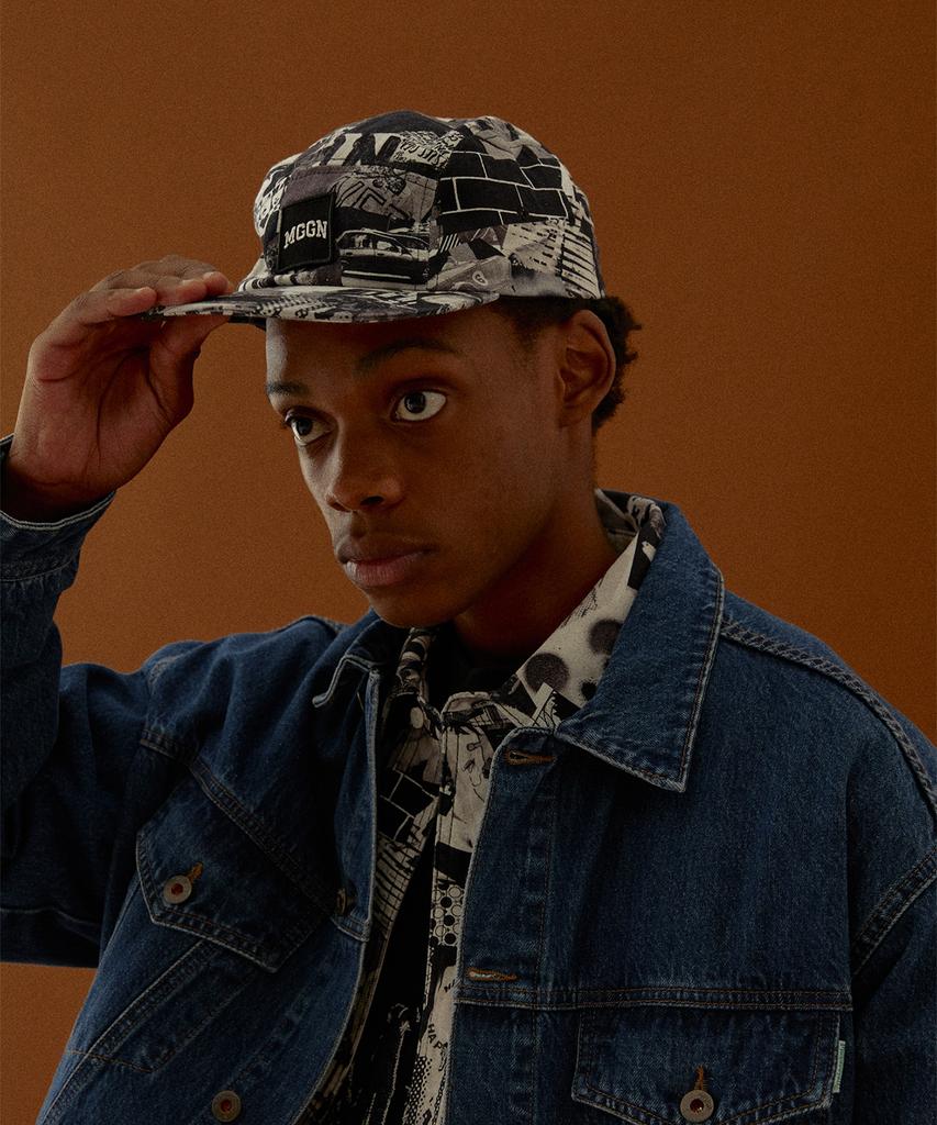 MAGOODGAN Headwear 9305 Collage Print Mono Camp Cap