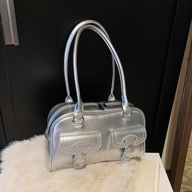 French Niche Texture Underarm Bag Commuter Women's Bag 2025 New Fashion Bowling Bag Simple Shoulder Bag