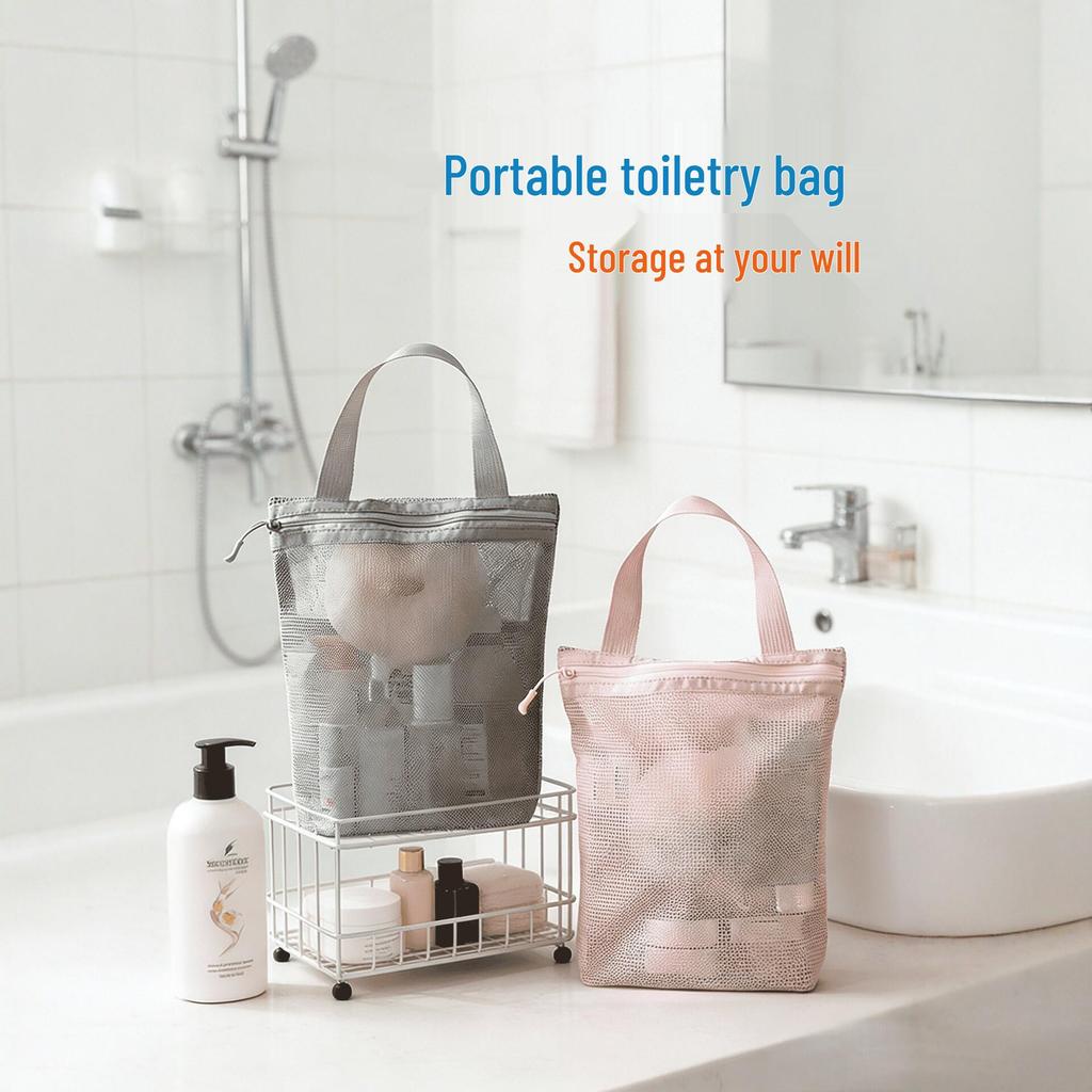 Large Capacity Portable Mesh Makeup Tote and Wash Bag