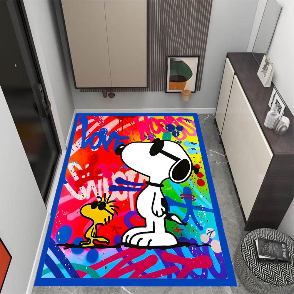 Snoopy And Woodstock Friendship Themed Anti-Slip Rugs - Polyester Home Decor, Suitable for Bedrooms, Living Rooms, Doorways, Studios, and Decorations