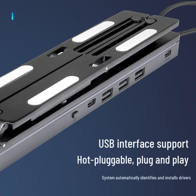 Portable Aluminum Laptop Stand with RGB Lighting and Cooling Support