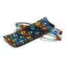 Stylish Women Print Flower Reading Eyeglasses with Eyeglasses Bag Ultra-lightweight PC Frame Prescription Eyeglasses Vision Care +1.00~+4.00