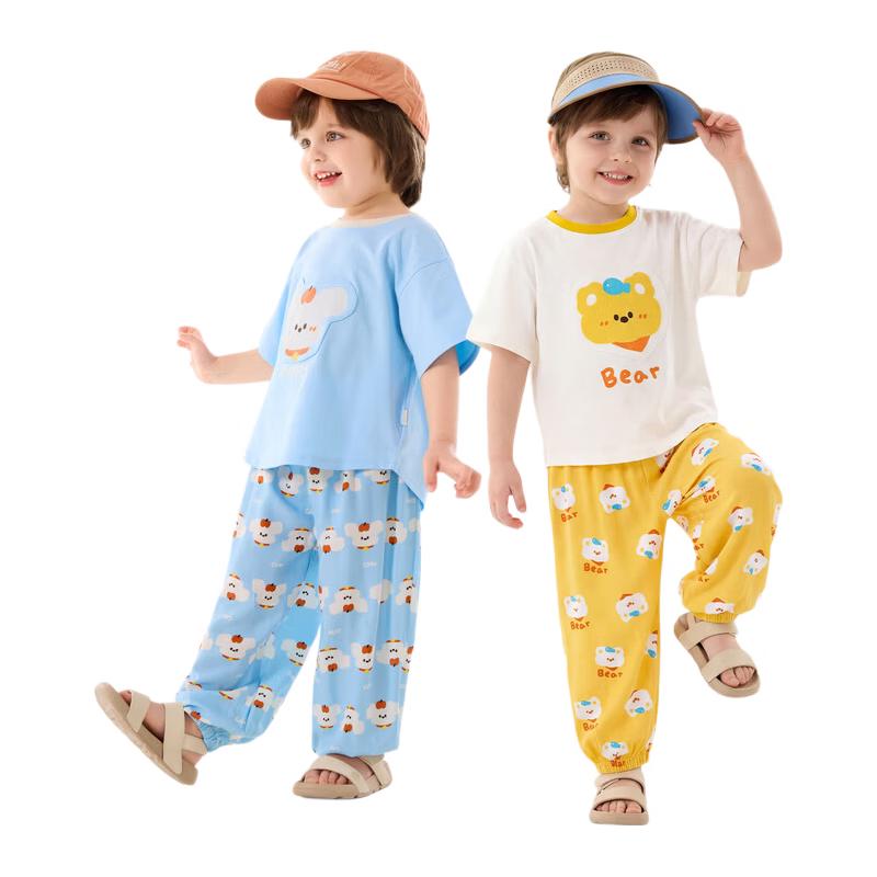 Dudu Home Kids' Summer Cartoon Short Sleeve Anti-Mosquito Set