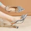 Fashion Crystal Bowknot Women's High Heels Summer Slingbacks Dress Women Pumps Sexy Pointed Toe High Heels Shoes Ladies Sandals