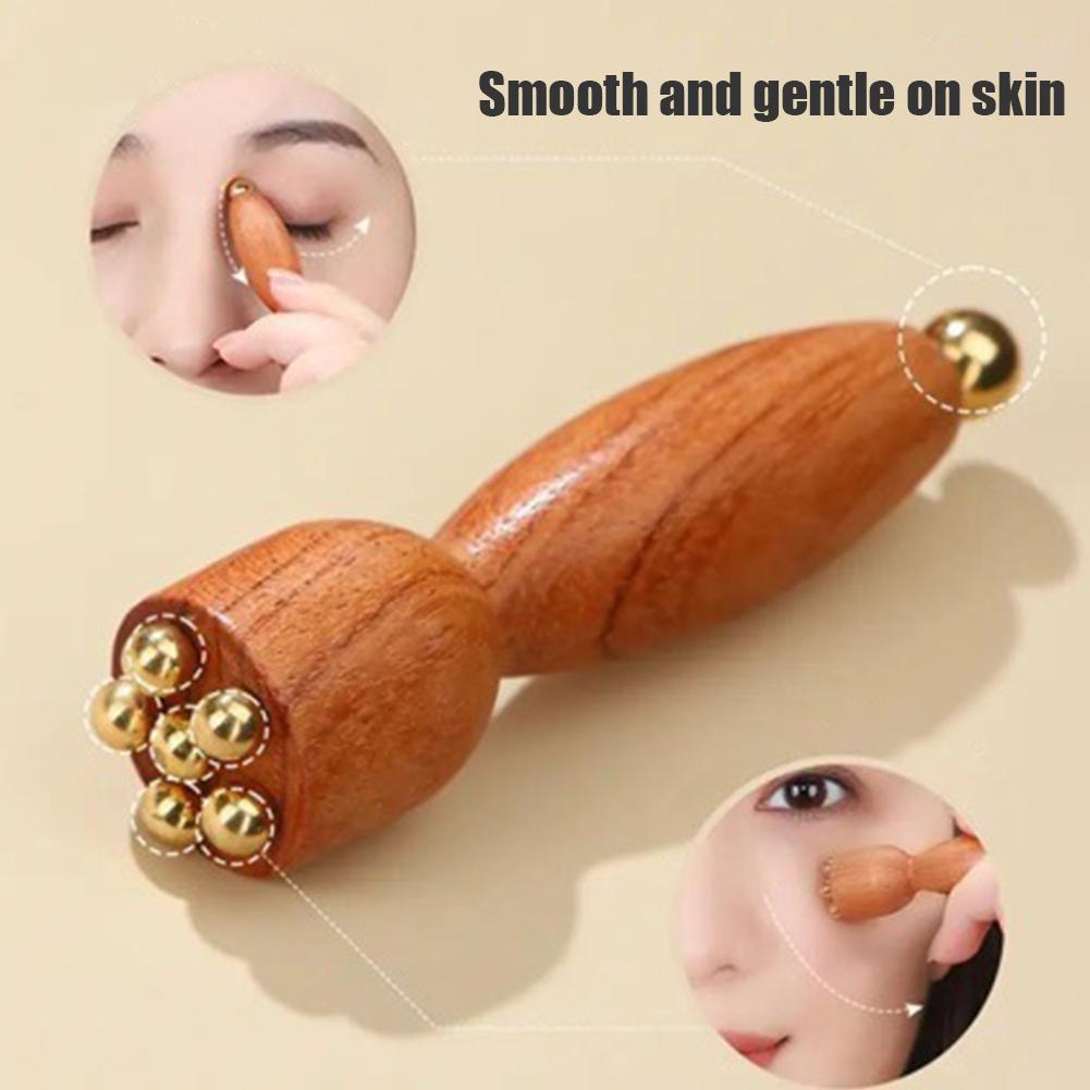 Lotus Seedpod Brass & Rosewood Facial Gua Sha Tool Eye Relaxation Spot Meridians Acupoint Massage Handheld