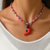 Colorful Glass Fish Pendant Necklace Ocean Style Handmade Beaded Jewelry for Women