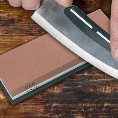 HFS(R) Whetstone, #1000 and #6000, Double-Sided, Non-Slip, for Finishing, Knife Sharpening, and Surface Refining, with Angle-Fixing Holder
