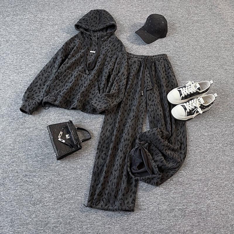 

Women s European Style Fleece-Lined Hooded Sweatshirt and Joggers Set - Autumn/Winter 2025 Collection XXL