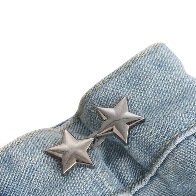 

1set Adjustable Waist Buckle Star Shape Jean Pant Button Detachable Alloy Waist Tightener Clothing Accessories DIY Sewing Tool