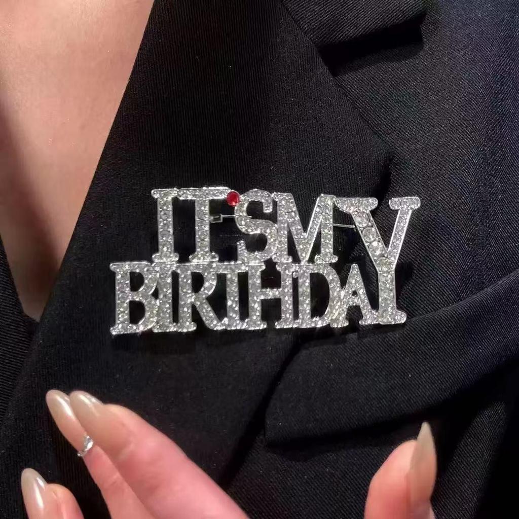 Colorful Alphabet Diamond Brooch Pin - Unisex Birthday Fashion Accessory