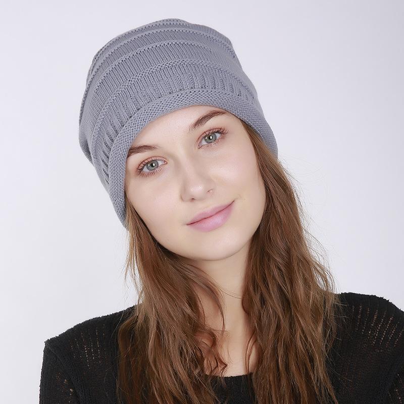 Pălărie subțire de lână tricotată orizontală plisată toamnă iarnă de damă