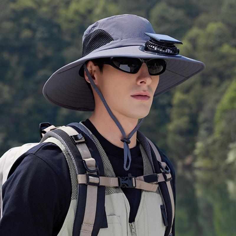 Solar Powered Outdoor Cooling Hat With Built In Fan For Hiking Fishing Lightweight Adjustable Sun Hat
