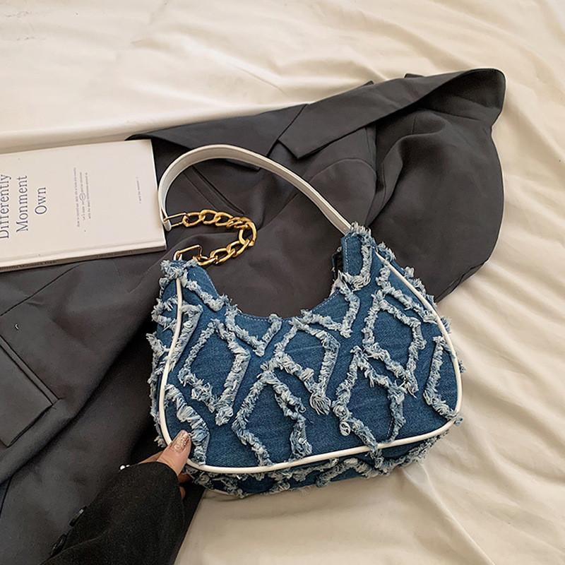 Chic 2024 Summer Small Square Bag With Zipper Closure Retro Style In Deep Blue