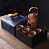 Firewood burning enclosure tea set customer creative portable kung fu ceramic travel tea set one pot four cups