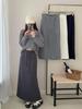 Korean High-Waisted Drawstring Midi Skirt for Women, Early Spring Casual Slimming Fit