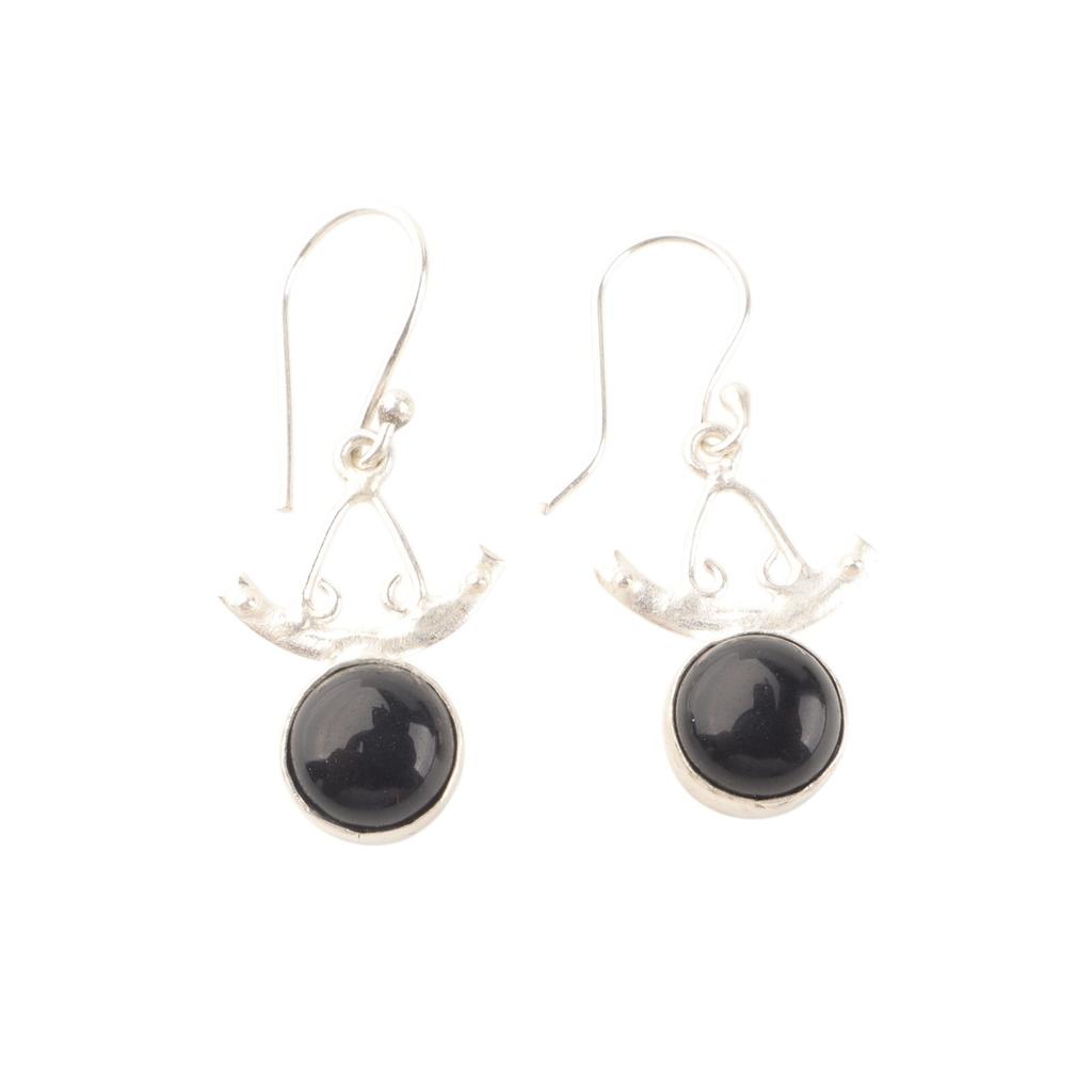 Black Tourmaline Gemstone 925 Sterling Silver Jewelry Handmade Earrings 1.63" EE-152-34