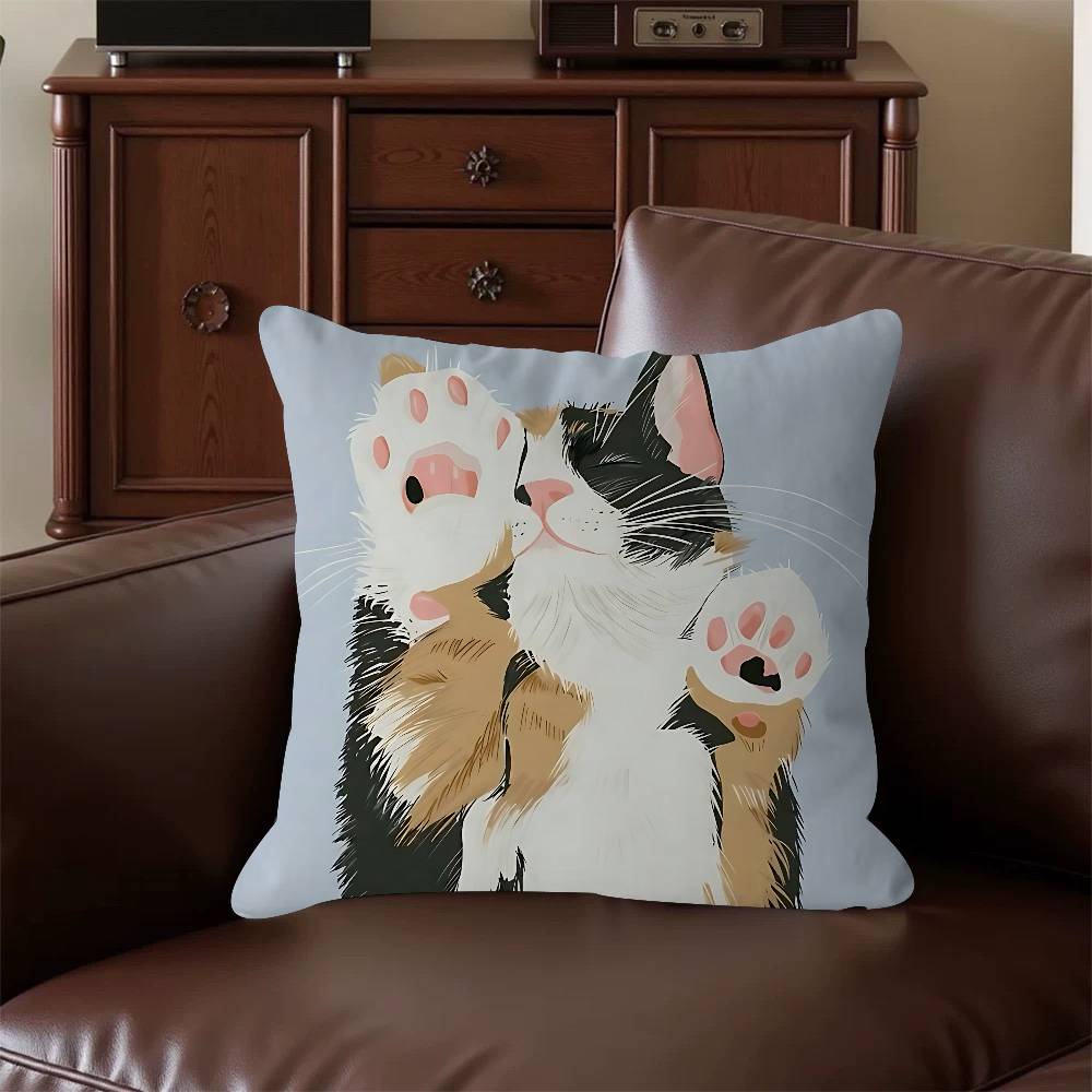 

Cute Cartoon Cat Cushion Cover 30x50 Polyester Sofa Cushions Decorative Throw Pillows Home Decoration Pillowcover 16x16Inch