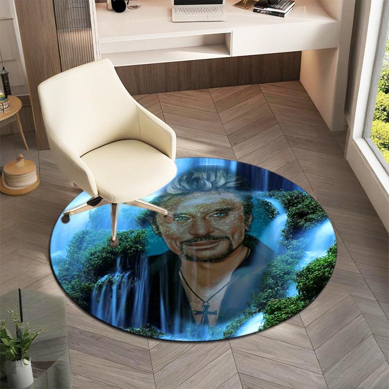 French legendary rock singer and actor Johnny Hallyday Round Carpet Soft Home Decoration Corridor Table and Chair Anti slip Outdoor Floor Mat rug H9