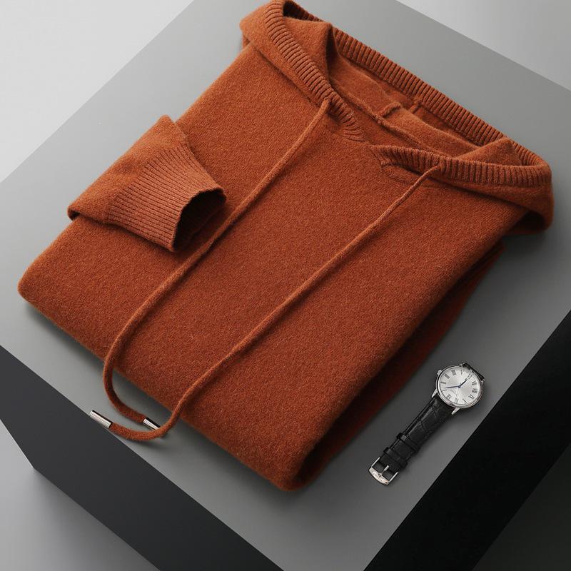 Men's Thick Wool Knit Pullover Hoodie - Autumn/Winter Collection
